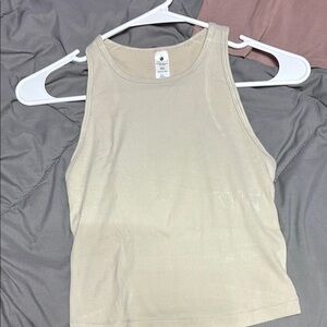 Yogalicious Cream Fitted Sleeveless Tank Top